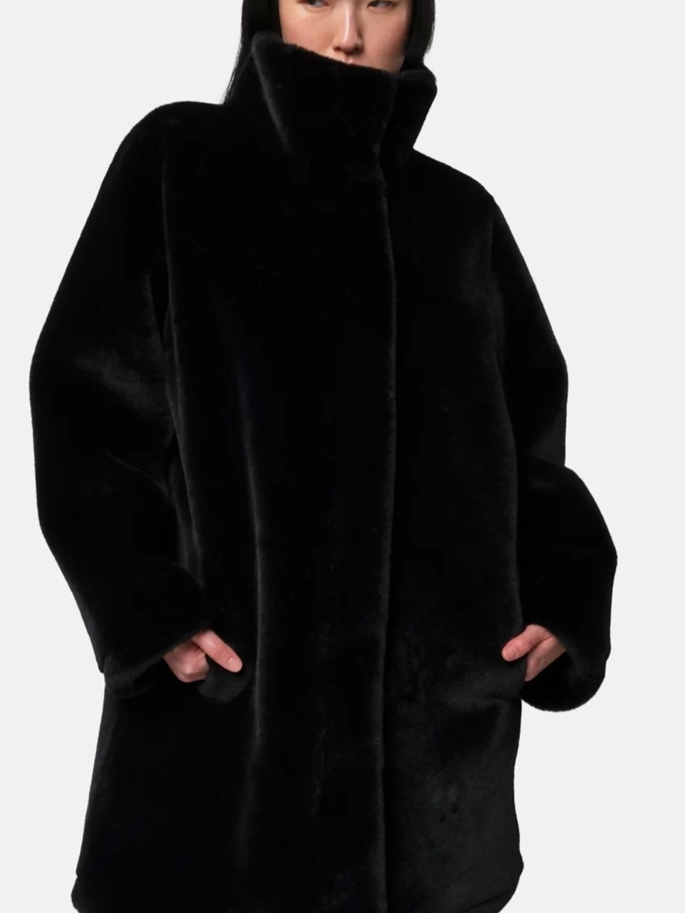 APPARIS Recycled Blair Coat in Noir/Black, size Small.
